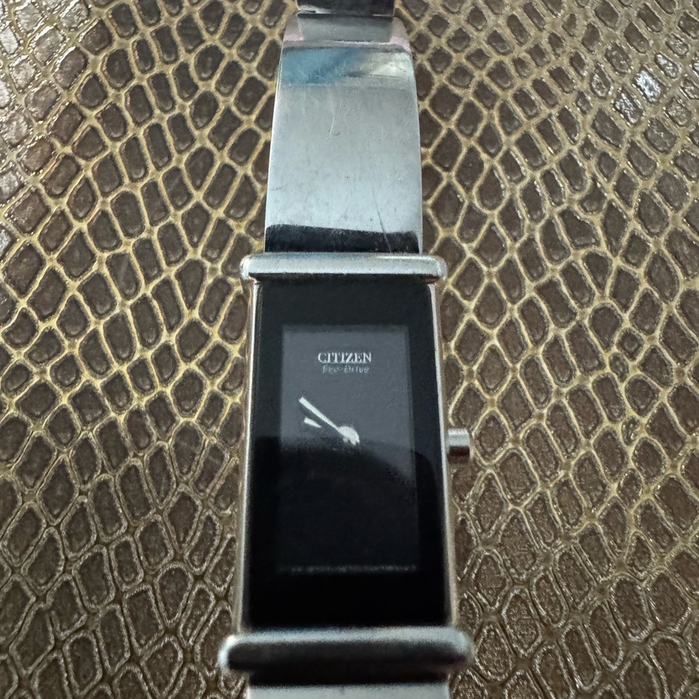 Preloved 💕Citizen Ecodrive Silver and Black watch with Rectangular Display